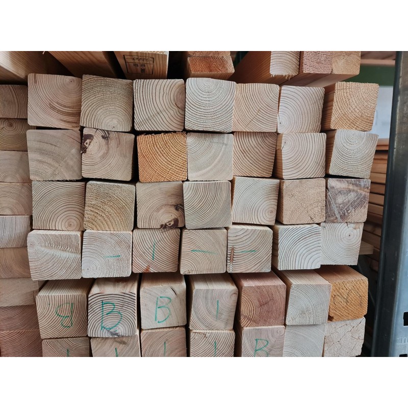 Restposten / Kantholz 70x70mm - Kanten gefast (abgerundet) - Sibirische Lärche