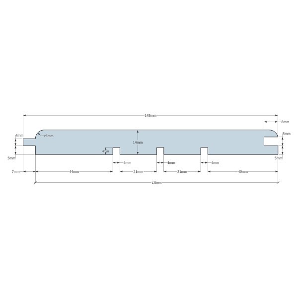 Profilholz glatt, Faseprofil sibirische Lärche 14x38 mm